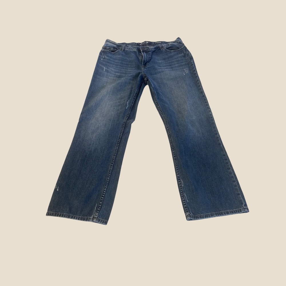 Seven7 Straight Leg Jeans Mens Blue Distressed Medium Wash Denim